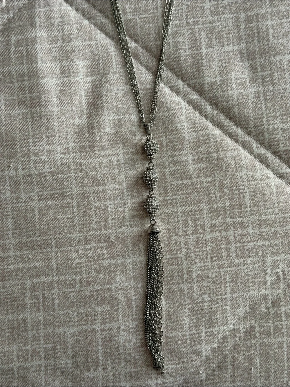 Long Silver Tassel Necklace